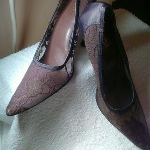 Brown lace pumps